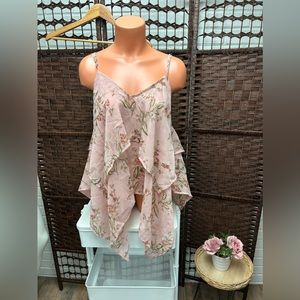 Charlotte Russe Light Pink floral Dressy Spaghetti Strap Tank/Blouse Cami